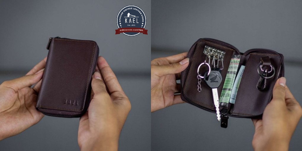 Kael Leather Goods Leather Keychain Jasper Zipper Series: Praktis dan Elegan