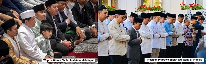 Gibran Sholat Ied di Istiqlal dan Presiden Prabowo Sholat Ied di Prancis