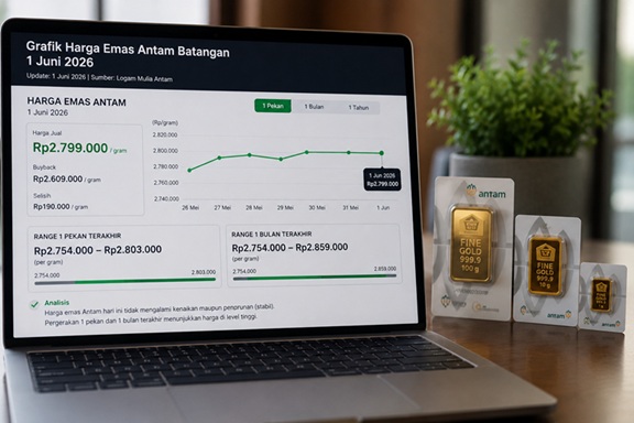 Grafik Harga Emas Antam Batangan 1 Juni 2026 Naik atau Turun?