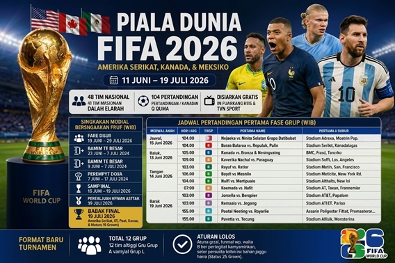 Jadwal Pertandingan Pembuka Piala Dunia 2026