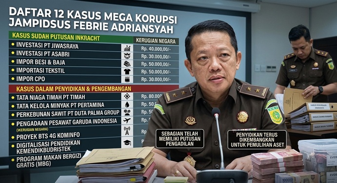 Daftar 12 Kasus Mega Korupsi Jampidsus Febrie Adriansyah