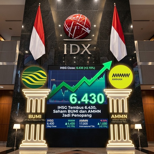 IHSG Tembus 6.430, Saham BUMI dan AMMN Jadi Penopang