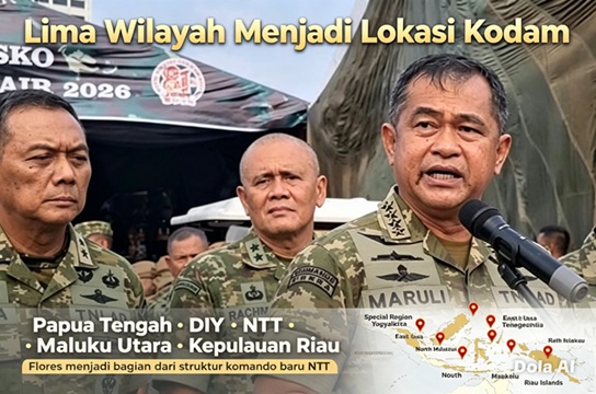 KSAD Jenderal TNI Maruli Simanjuntak telah mengungkap lima wilayah yang masuk dalam rencana pembentukan satuan baru