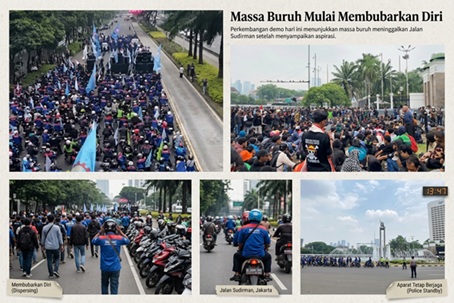 Massa Buruh Mulai Membubarkan Diri