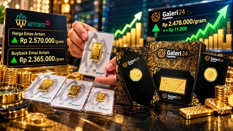 Harga Emas Antam Naik Rp20 Ribu Jadi Rp2,57 Juta